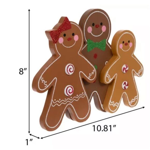 Wood Gingerbread Family Festive Gingerbread Man Decor Set - Picture 2 of 4